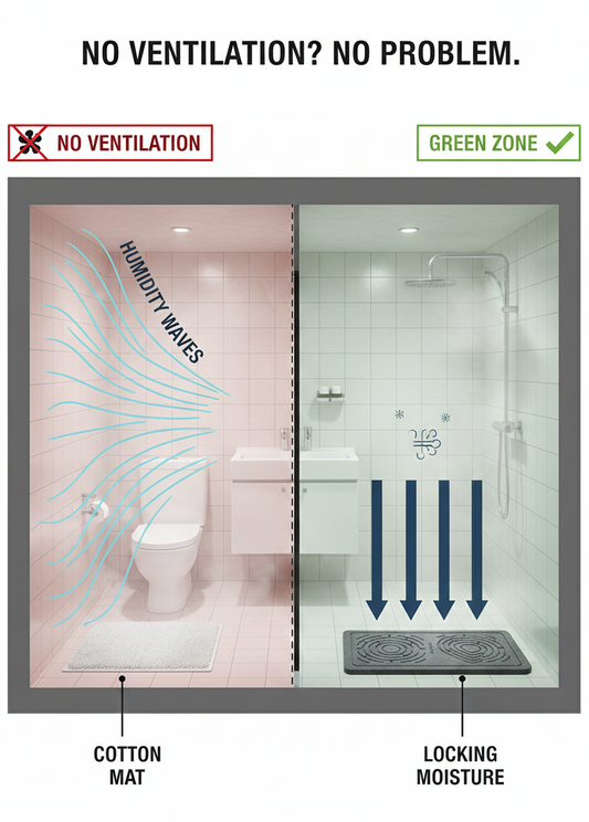 The Windowless Bathroom Trap: Why You Can't Use Cotton Mats in Enclosed Spaces